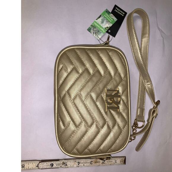 Badgley Mischka Vegan Leather NWT Gold Crossbody Camera Bag - Picture 6 of 15